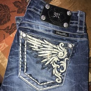 MissMe Mid-rise Angel Wings Bootcut Jeans